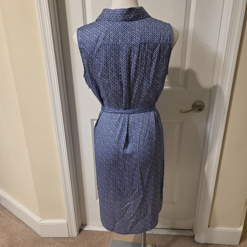 Brooks Brothers Blue Printed Sleeveless Shirt Dress - Picture 5 of 6